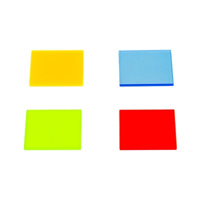 Fluoreszierende Platten, Satz RGBY, 50 mm x 50 mm