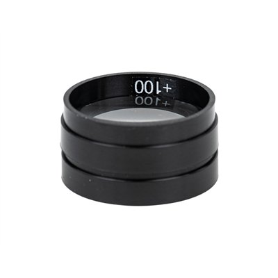 Linse Glas, in Fassung, D 50 mm, FL +100 mm